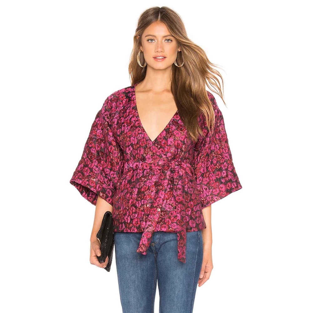 NWT TULAROSA | Rory Kimono  Jacquard Wrap Jacket